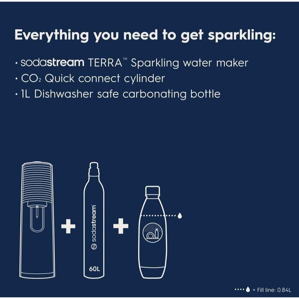 NEW SodaStream E-Terra Sparkling Water Maker Black – Electric Carbonator + CO2 + - Picture 8 of 8